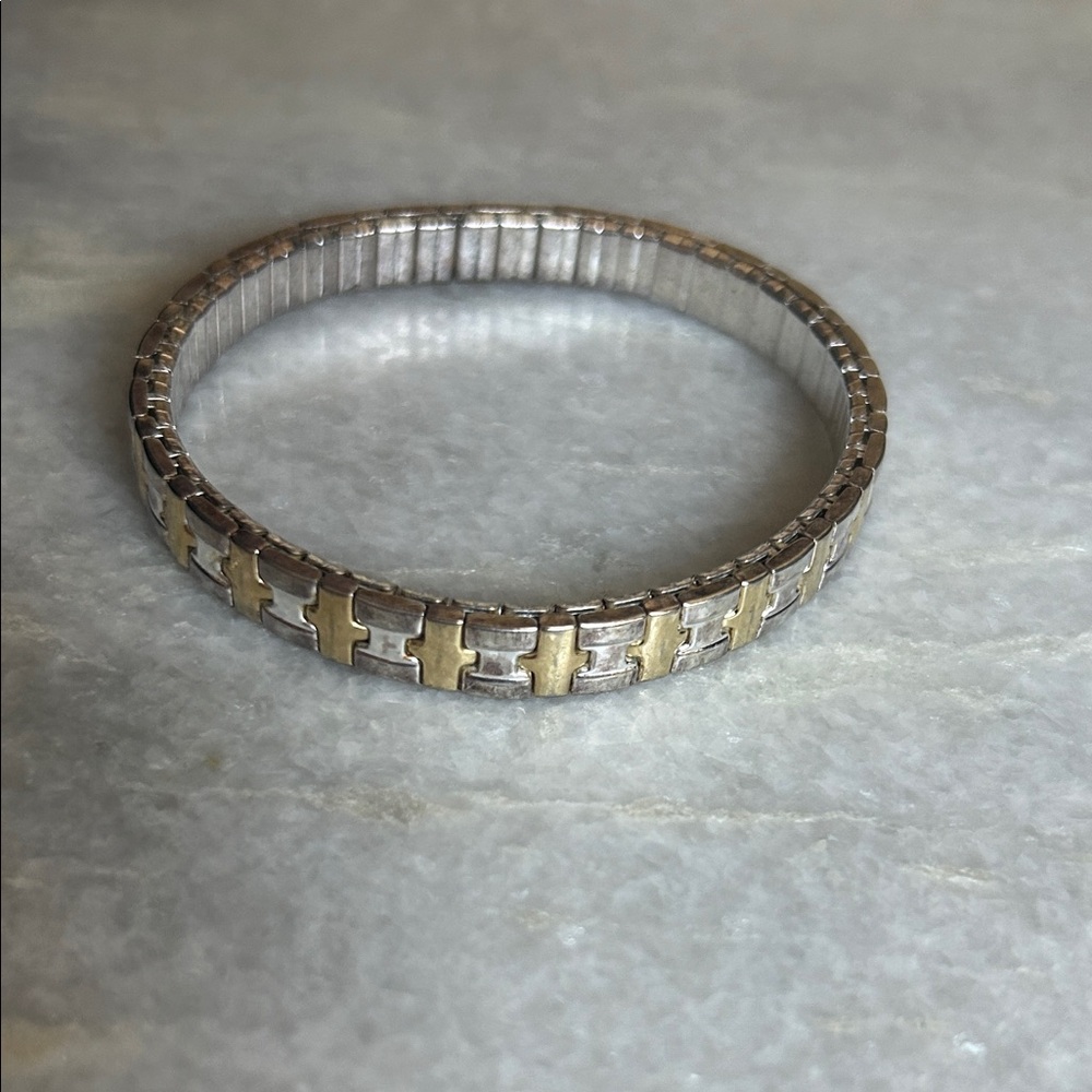 90s Elegant Silver and Gold Women's Bracelet